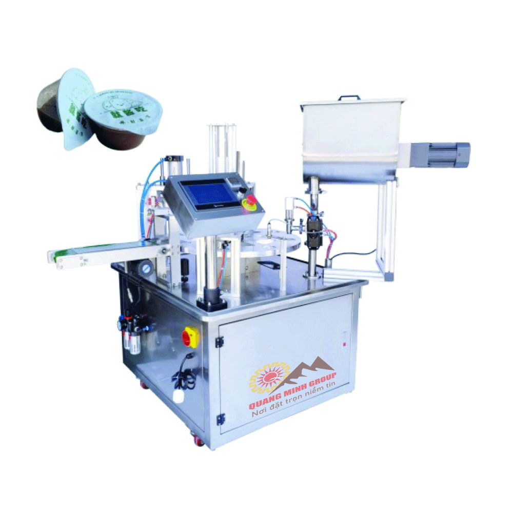 Máy chiết rót và siết nắp chai Tinh dầu 3 in 1 tự động dạng xoay QM-GCFC-3in1-Series